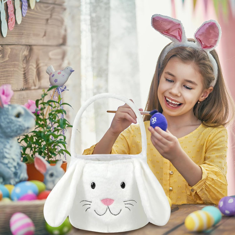 Panier de lapin de Pâques, sacs mignons de seau de Pâques avec oreilles de lapin pour la chasse aux œufs de Pâques, décorations de Pâques, rangement de cadeaux de bonbons 