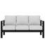 Patio en aluminium toutes saisons de 73 pouces, 3 sièges avec coussins gris épais, structure résistante aux chocs, housses amovibles protégées, lavable à la machine