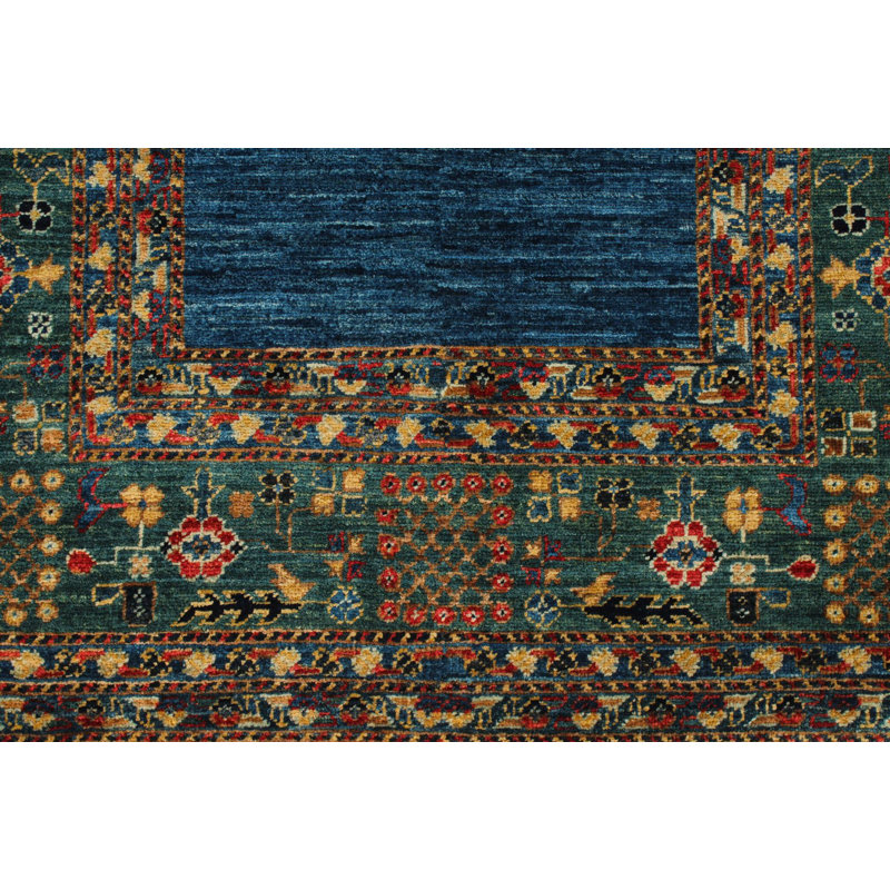 Tapis bleu marine et vert 3 x 5