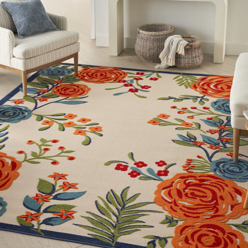 Tapis intérieur / extérieur multicolore Aloha, Rectangle 5 pi 3 po x 7 pi 5 po