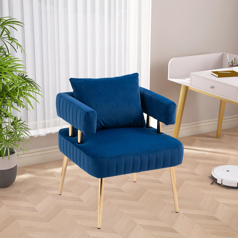 Izayah Upholstered Armchair, Blue Velvet