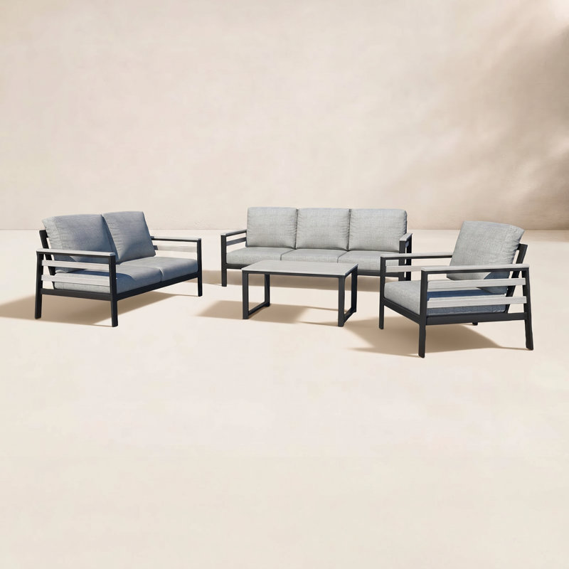Townsend - Person Patio Conversation Set with Cushions, Canvas Granite Sunbrella® Canvas