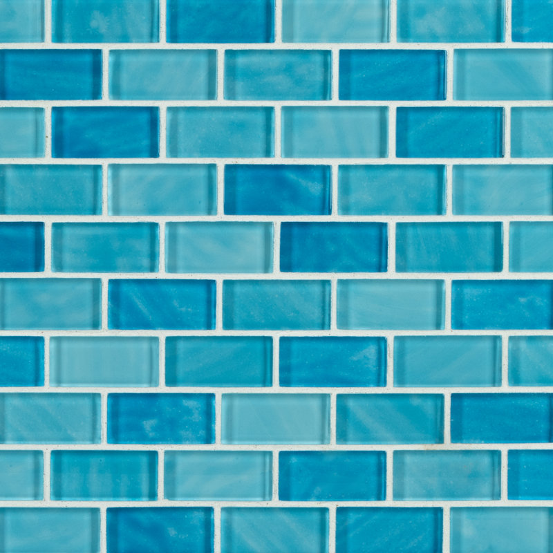 Carreau de mosaïque en verre à bord droit 1 po x 2 po Impressions, Aube des Caraïbes