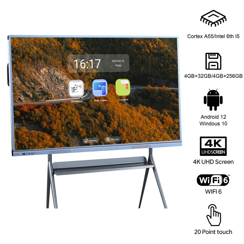 JYXCN Smart Board 86 Inch Interactive All-in-One Computer, Touch Screen with Dual System & Cloud Sharing - For Classroom, Office & Presentations?