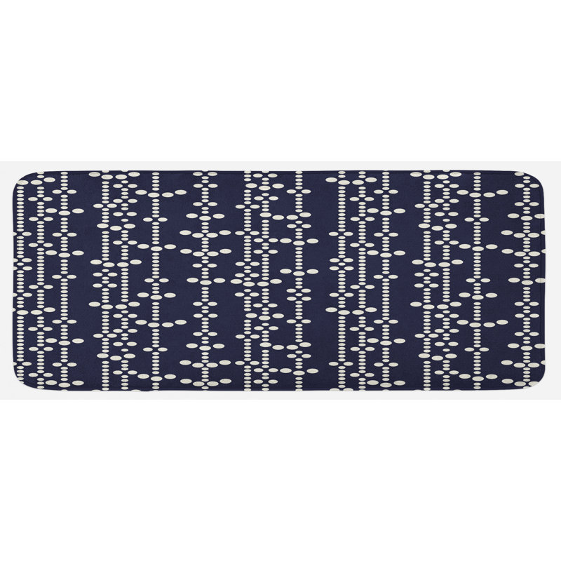 Tapis de cuisine japonais foncé à motif vertical à pois ornemental japonais