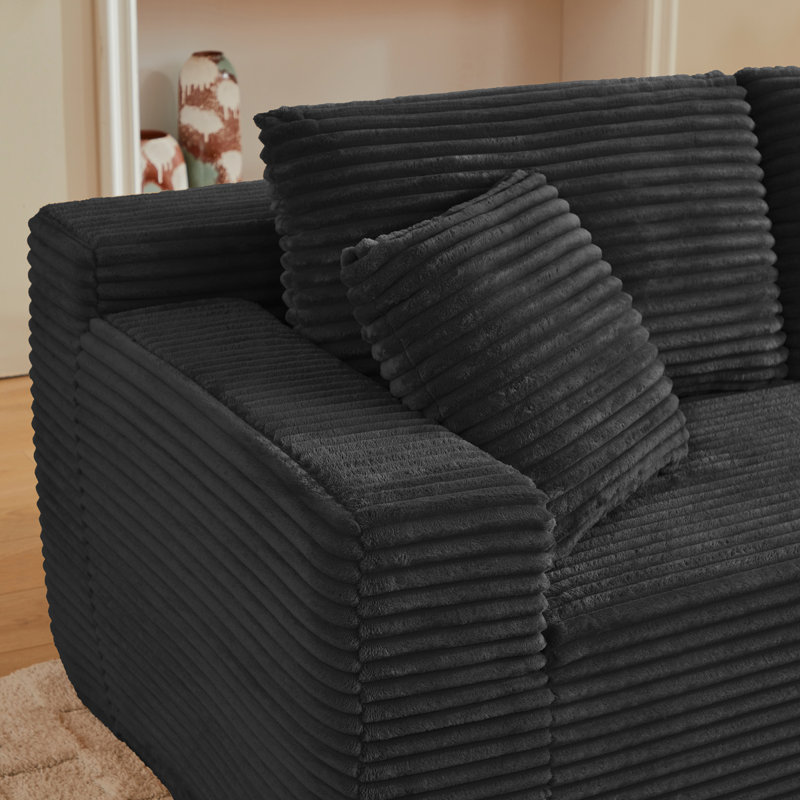 Canapé modulaire en L avec siège profond, sans assemblage requis, canapé modulaire pour salon, chambre à coucher, appartement, noir