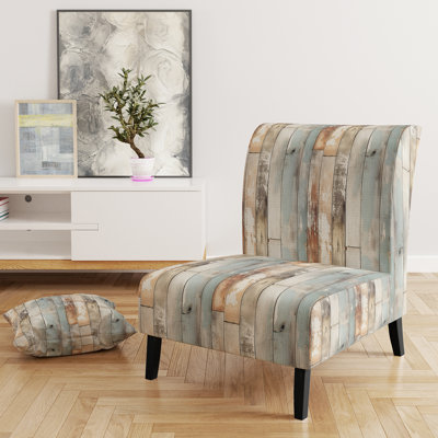 Rustic Farmhouse Wooden Planks - Fauteuil de chambre rembourré rétro, fauteuil d'appoint au look rétro