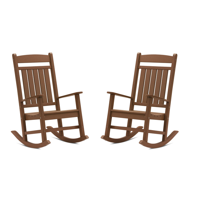 Chaise berçante d'extérieur en plastique Catelyn, Bois patiné