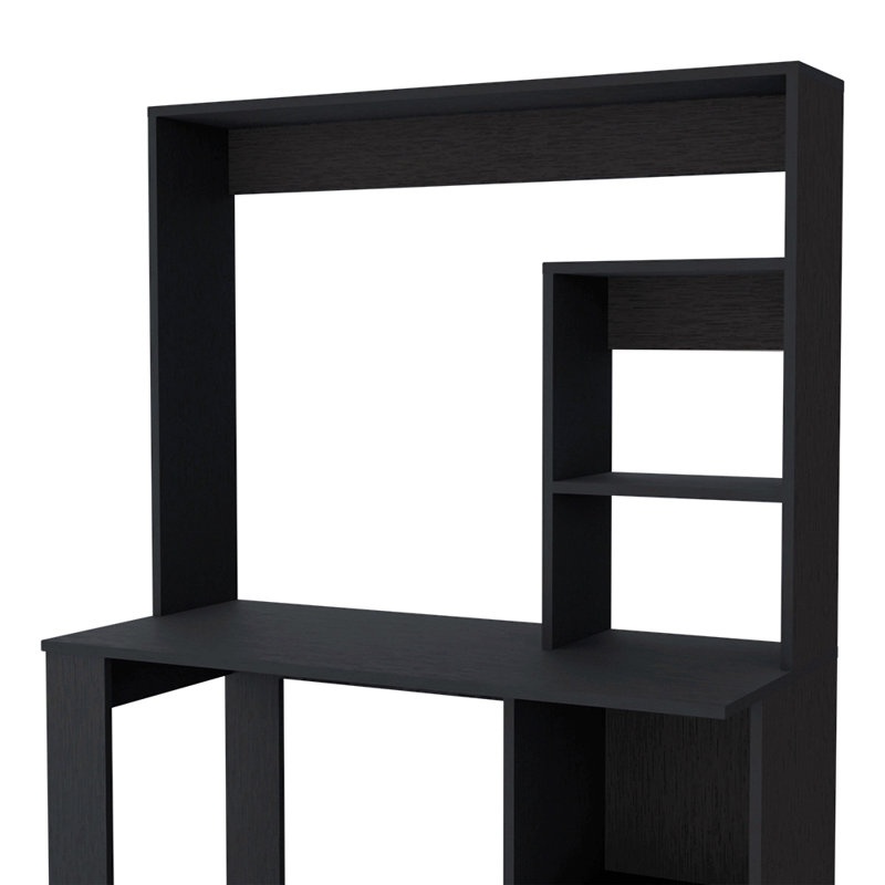 Computer Desk, Hutch, Black Wengue Finish, Black