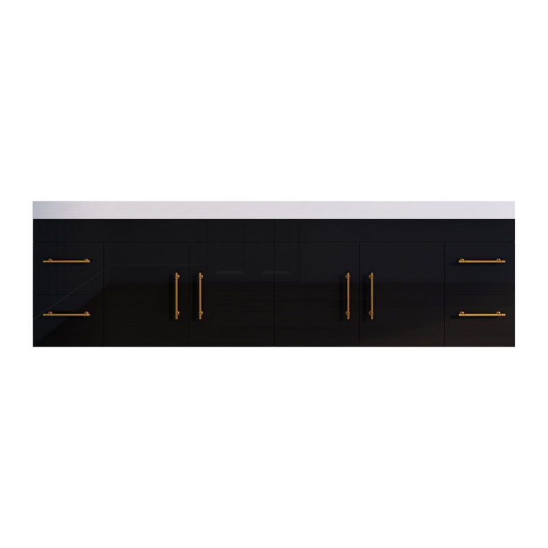 Ensemble de meuble-lavabo mural double 84 po Batoul Spring, Noir lustré
