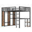 Queen Size Loft Bed Frame With Built-In Wardrobe, Metal Loft Bed With Desk And Storage Shelves-304646689