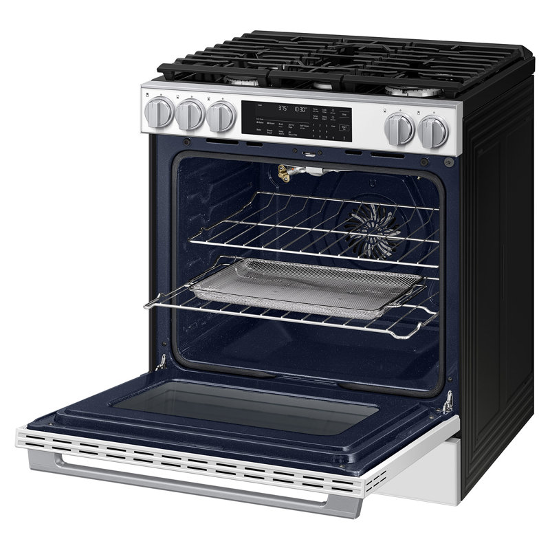 Bespoke 6.0 cu. ft. Smart Slide-In Gas Range with Illuminated Precision Knobs in White Glass, White