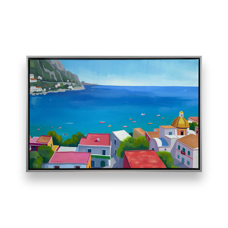 Amalfi Blue Horiz, H 12,75 po x l 18,75 po, Cadre flottant, Chrome poli