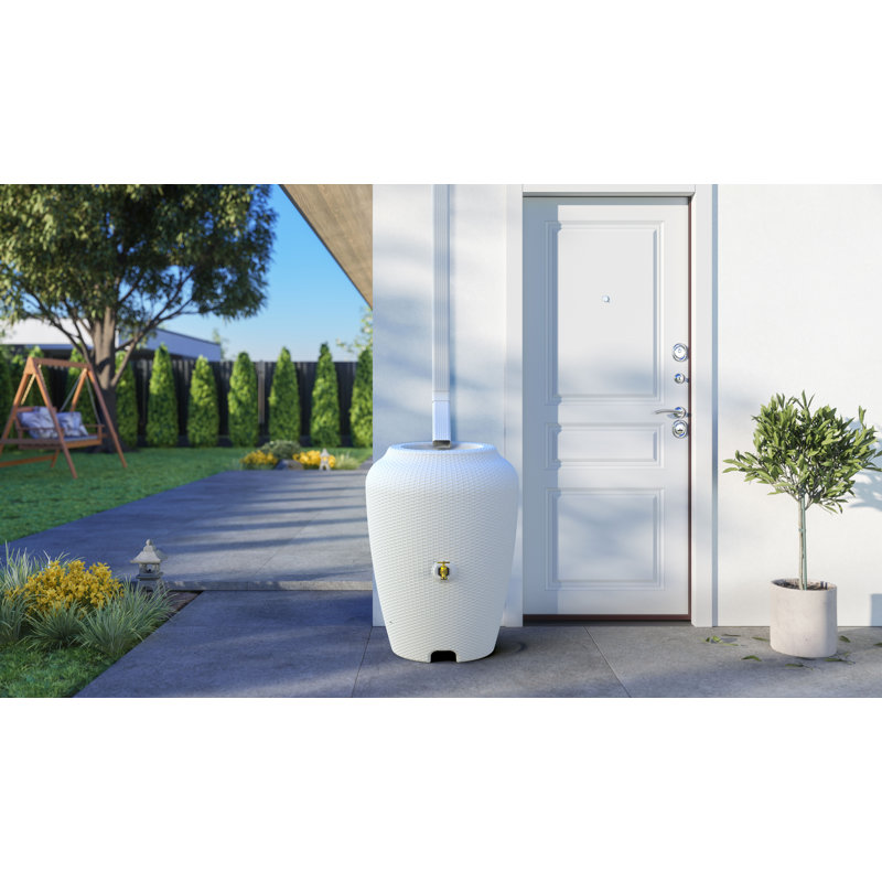 White Sand Wicker Texture 50 Gallon Rain Barrel