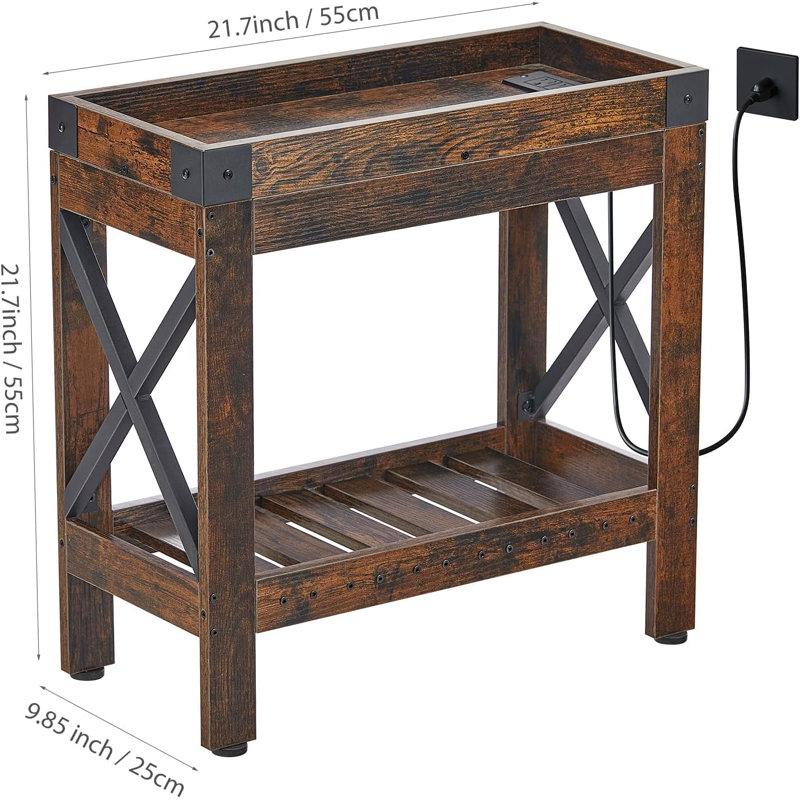 Slim Side Table With Charging Station, Built-In USB Ports And Power Outlets, Compact Design For Small Spaces, Modern End Table With Secure Lid