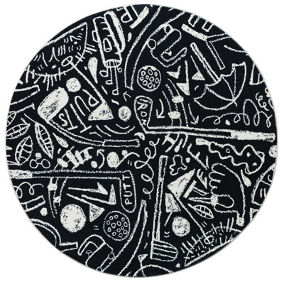 Tapis noir en polyester tissé à la machine Sportsglyphs