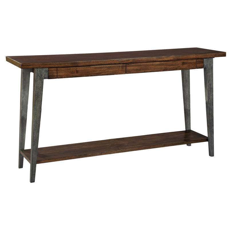 Monterey Point 68'' Black and Gray Wood Metal Console Table with Storage