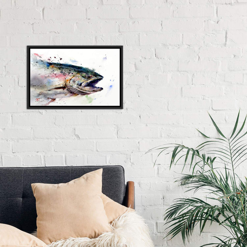 «Fish II», reproduction d'art encadrée, H 18 po x l 26 po x P 1,5 po, Cadre noir vieilli
