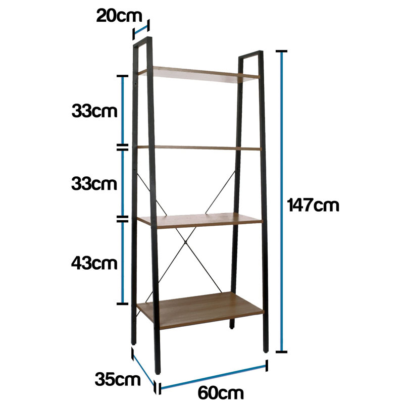 Jordann 147cm H x 60cm W Ladder Bookcase, Dark Brown