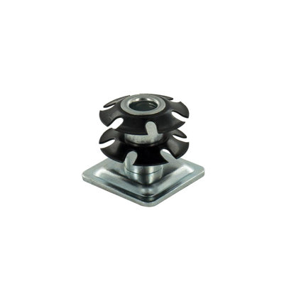 Outwater Industries Double Star Threaded Caster Insert | Heat Treated Steel | Fits 1-1/8 Inch Square 16-18 Gauge Tube | THREAD: 3/8-16 | 100 PACK
