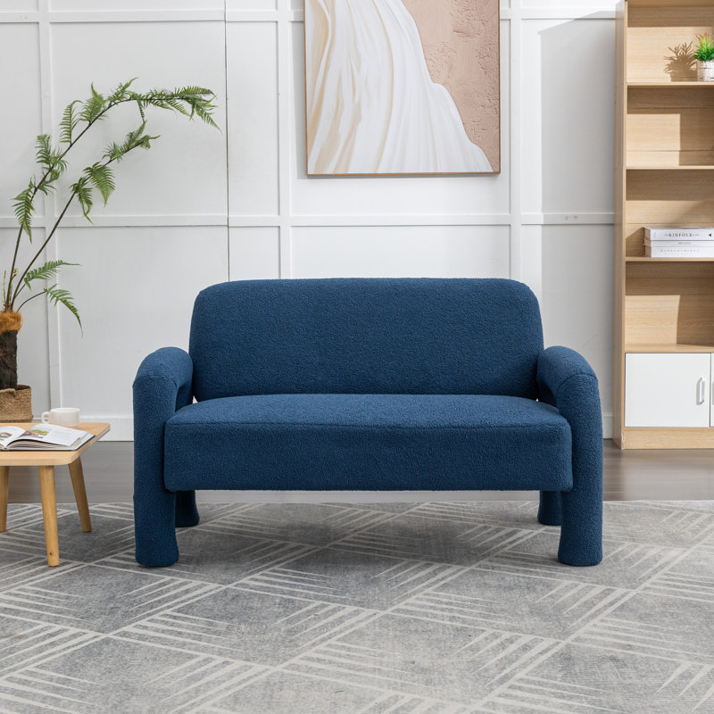 Jasyia Upholstered 51'' Loveseat, Navy 100% Polyester