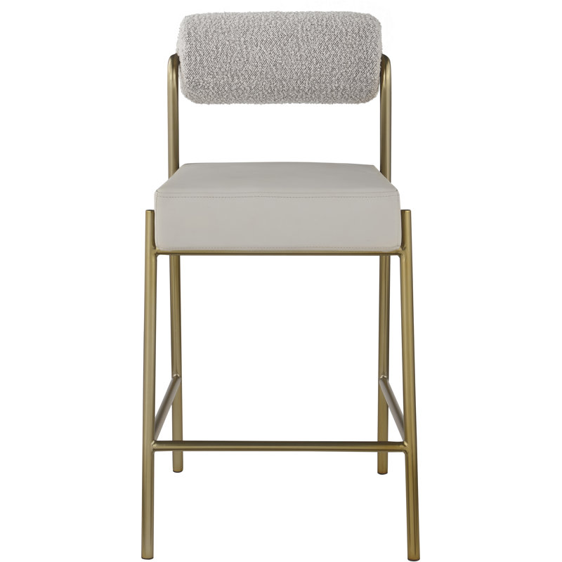 Tabouret de comptoir Carly Boucle, Tissu taupe bouclé