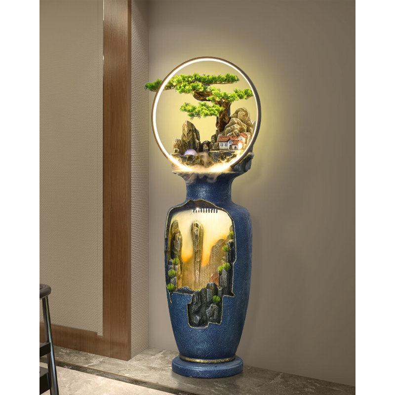 Ornement d'eau moderne en résine, 54,33 po x l 19,69 po x P 14,96 po