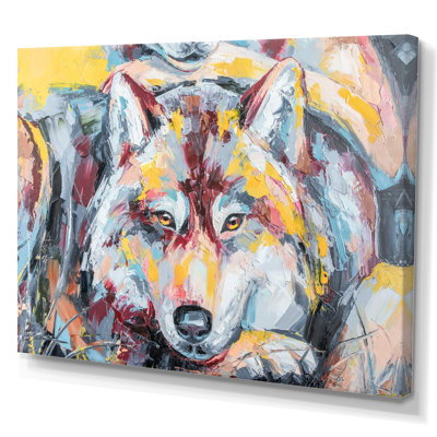 «Colorful Wolf Wildlife Emotion II», reproduction sur toile flottante