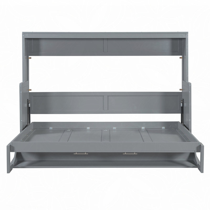 Lit escamotable double avec élévateur hydraulique et bureau, Grey