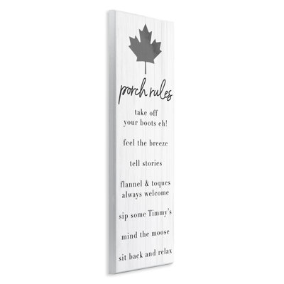 Plaque murale Canadian Porch Rules, design par Lil 'Rue