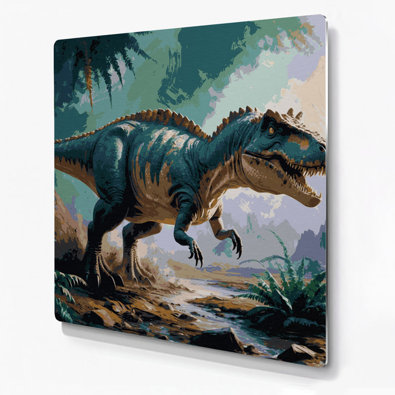 «Dinosaur Styracosaurus», art mural en métal noir, H 32 po x l 32 po