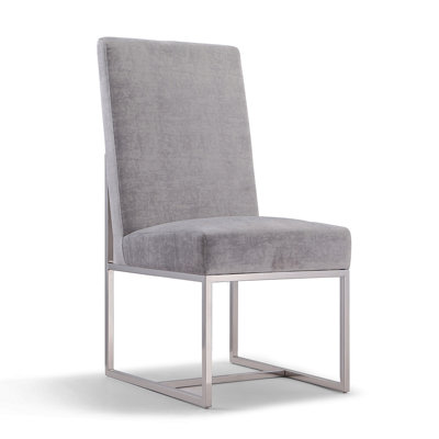 Element Metal Velvet Dining Chair In Grey