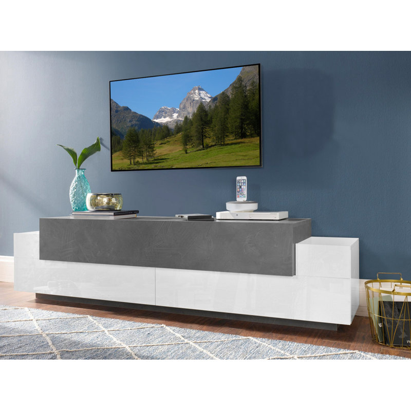 Nostrand TV Stand for TVs up to 88", White/Ardesia, 51cmH x 200cmL x 45cmW