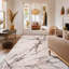 Lorenz Porcelain Marble Cream & Grey Modern Area Rug Soft Polyester Pile with Cotton Blend Backing Style Carpet-286202352