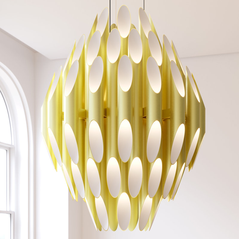Chimes 90 - Light LED Chandelier, Satin Brass