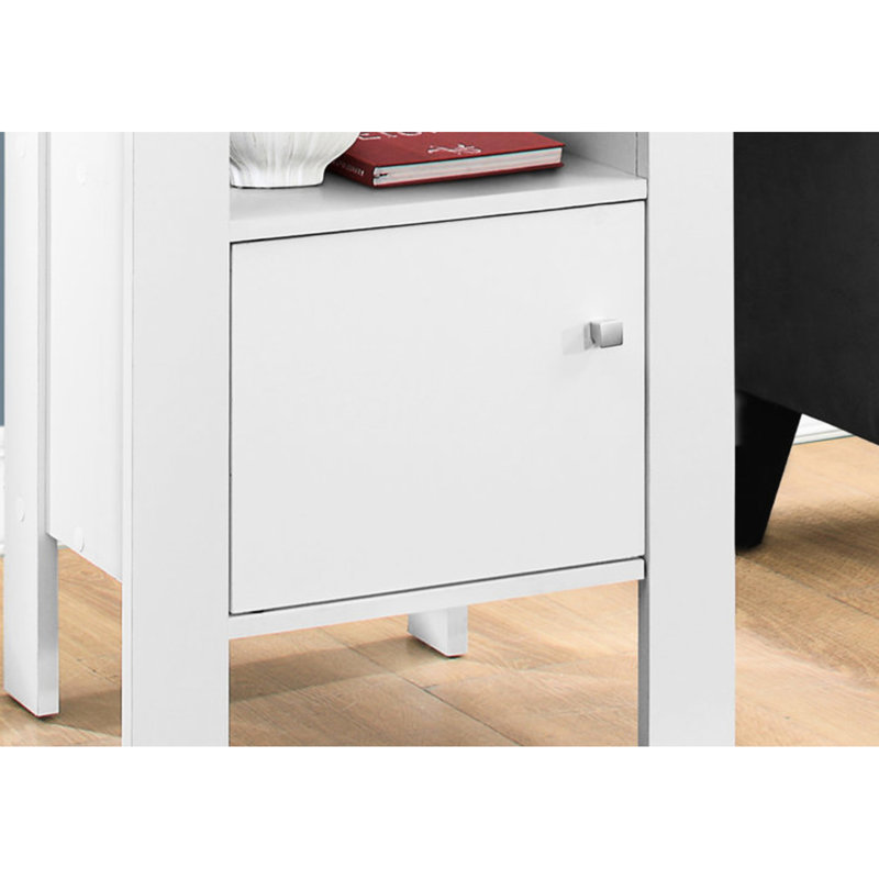 Table d'appoint transitionnelle blanche - avec rangement pour la chambre à coucher, le salon et l'extrémité de la salle familiale avec tablette en stratifié