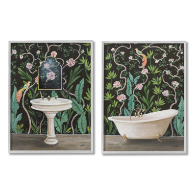 Stupell Industries Tropical Patterned Bathroom 2 Piece Canvas Wall Art Set Design by Julia Purinton -  a2-569_cn_2pc_24x30