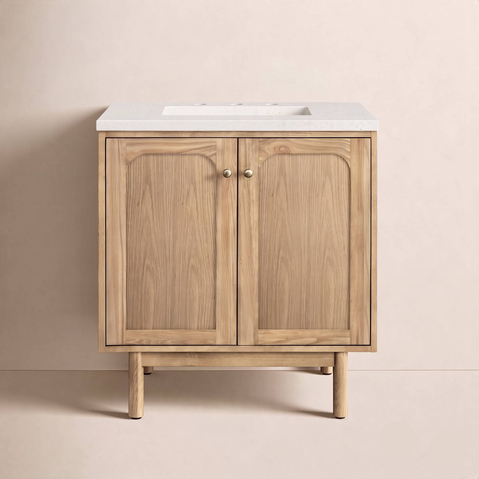Laurent 30'' Single Bathroom Vanity, Light Natural Oak, Lime Delight, 8" Widespread