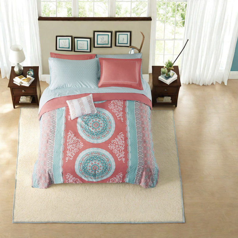 Ensembles de literie confortables en corail Boho avec polyester de qualité supérieure, parfaits pour la maison