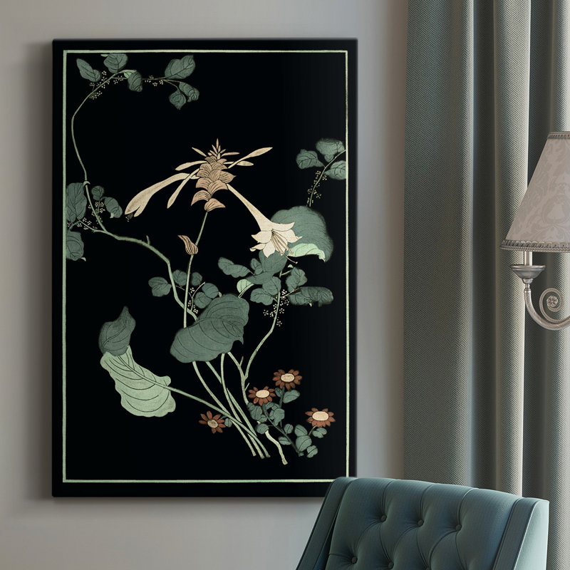 Midnight Floral I - peinture sur toile tendue, H 18 po x l 12 po x P 1,5 po
