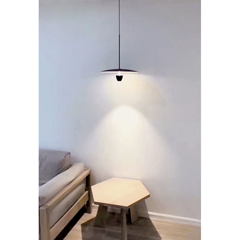 Luminaire suspendu à 1 lumière DEL Chalina, Noir mat, H 6,3 po x l 21,7 po x P 21,7 po