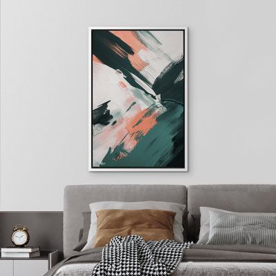 Impression sur toile encadrée de peinture abstraite orange verte