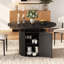 Table de salle à manger extensible pour 4 à 10 personnes, dimensions réglables de 110 à 240 cm, deux armoires de rangement, fini bois style ferme moderne, table de cuisine ovale-1341185423