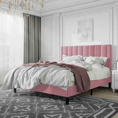 Cleo Velvet Upholstered Platform Bed