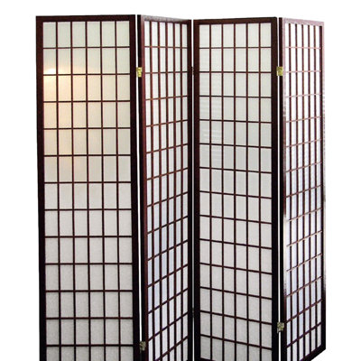 Cloison 70 po 4 pièces d'inspiration japonaise avec finition cerisier