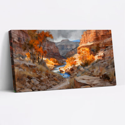 Tableau sur toile tendue représentant un paysage de canyon d'automne