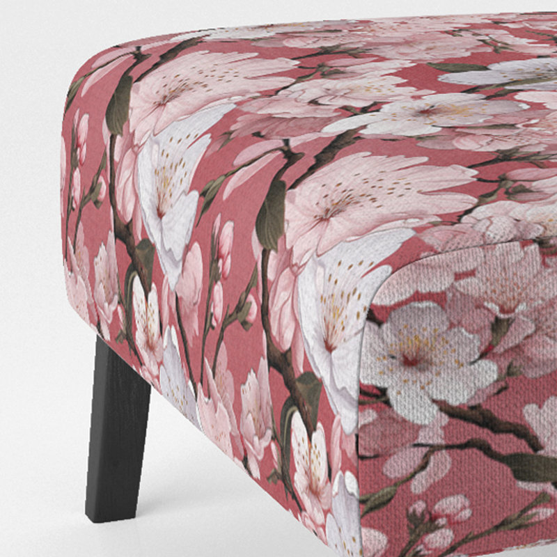 Fauteuil de chambre décoratif rose en velours rose Sakura Blossoms
