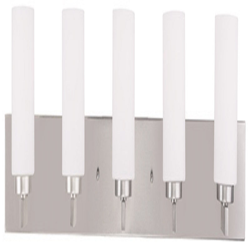 Brushed Nickel 5-Light Bath Vanity with Satin Opal Glass