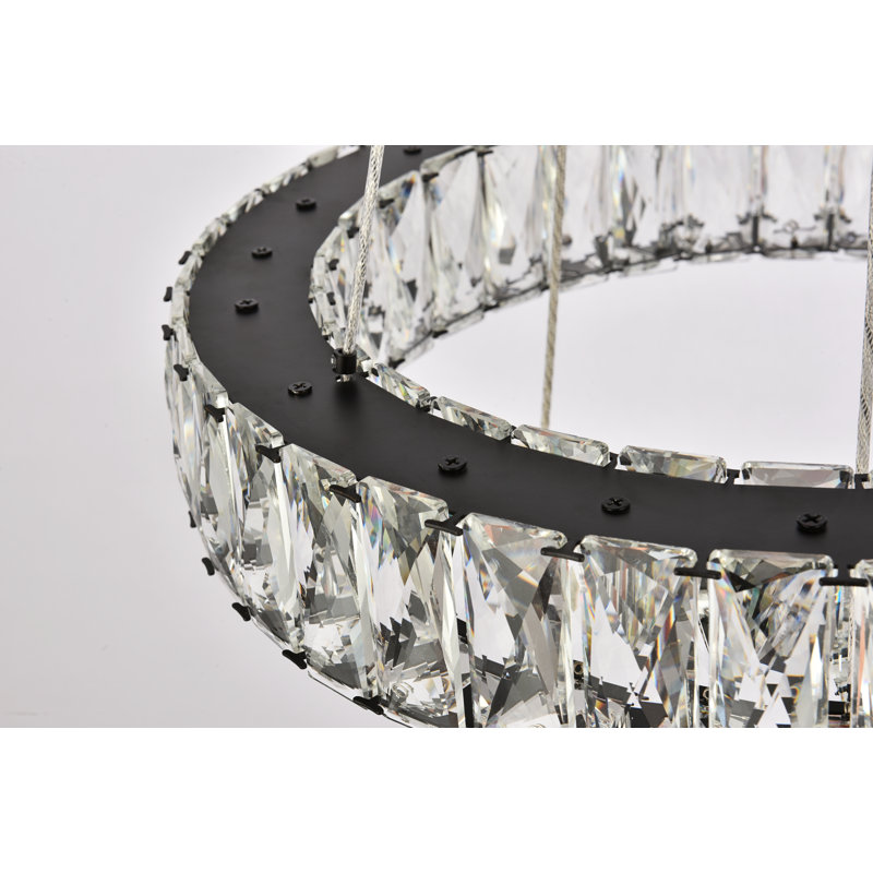 Lustre ovale en cristal 2 lumières Steveson, H 12 po x l 18 po x P 18 po, Noir