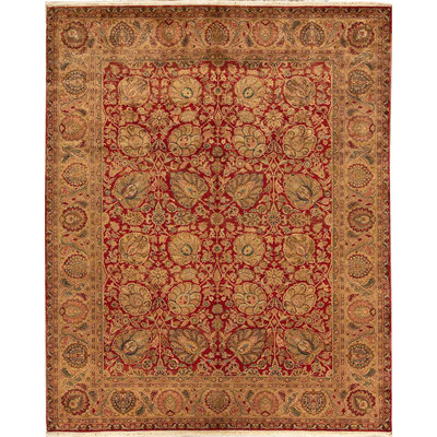 Hand-Knotted High-Quality Red and Gold Area Rug